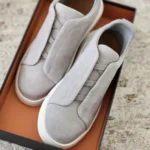 Zegna Grey Mélange Suede Triple Stitch™ Sneakers