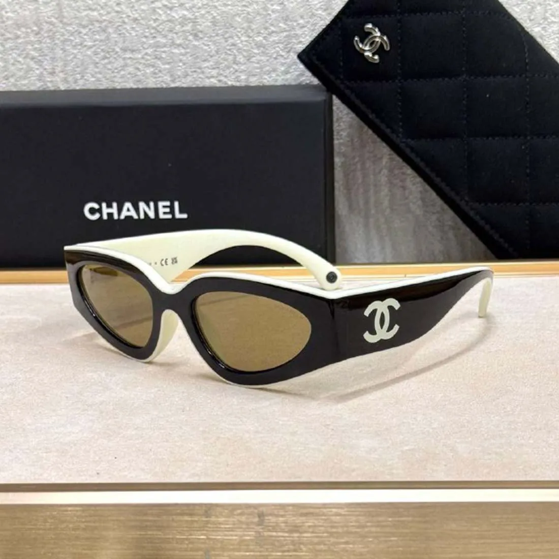 Chanel-Cat-Eye-Sunglasses-Beige