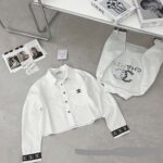 Chanel Long Sleeve Crop Shirt with CC Logo
