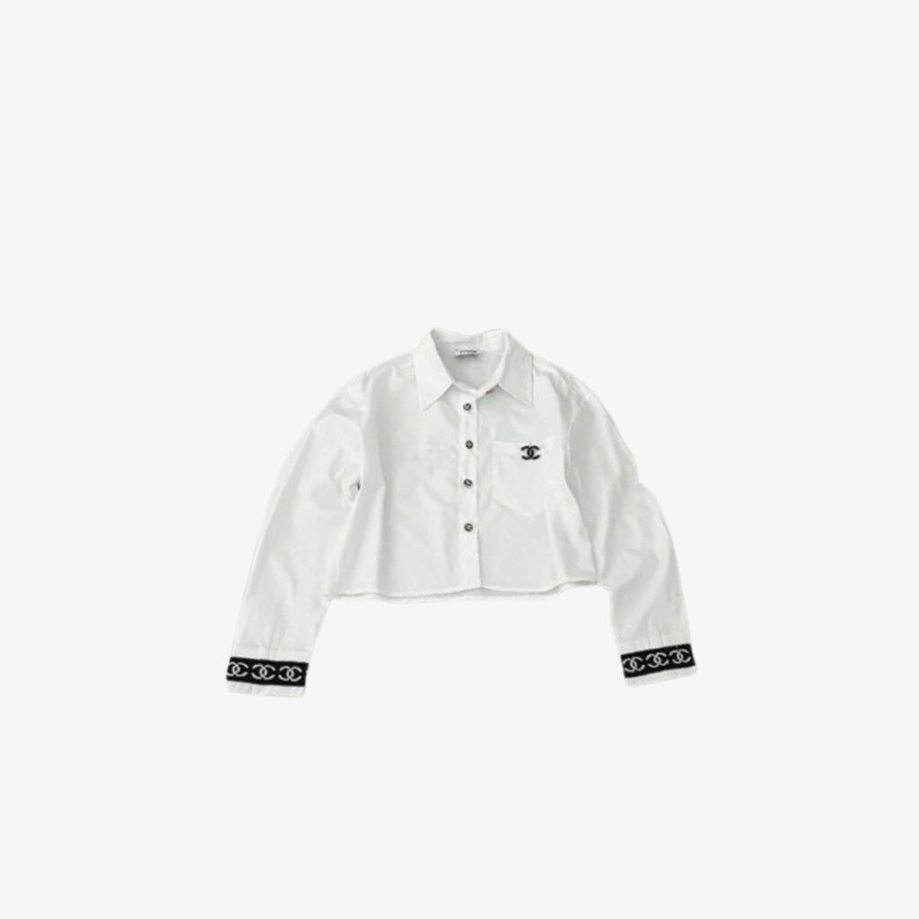 Chanel Long Sleeve Crop Shirt with CC Logo