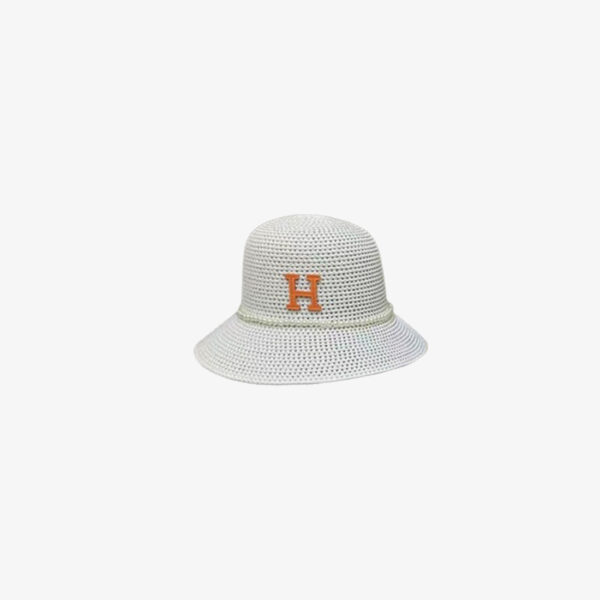 Hermès-Inspired Pearl-Band Straw Hat