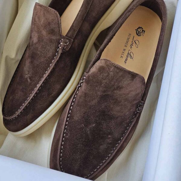 Loro Piana Summer Walk Loafers – Dark Brown Suede