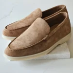 Loro Piana Summer Walk Suede Loafers Beige