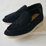 Loro Piana Summer Walk Suede Loafers Black