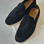 Loro Piana Summer Walk Suede Loafers Black 2