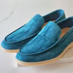 Loro Piana Summer Walk Suede Loafers Blue