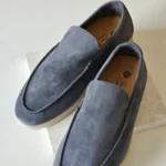 Loro Piana Summer Walk Suede Loafers Dark Gray 2