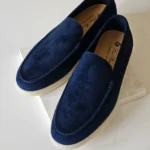 Loro Piana Summer Walk Suede Loafers Navy Blue 2