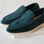 Loro Piana Summer Walk Suede Loafers Teal 2