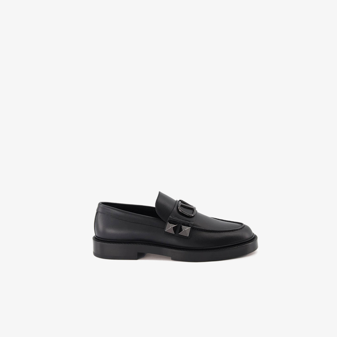 Valentino Garavani Black Stud Sign Loafers