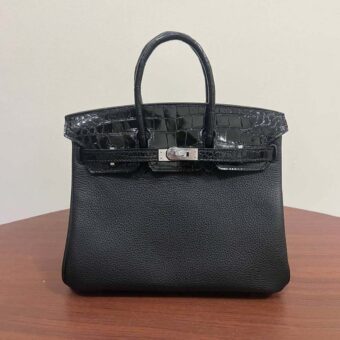 Hermès Birkin 25 Togo & Crocodile Palladium Hardware
