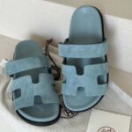 Hermès Chypre Blue Suede Sandal - Image 2