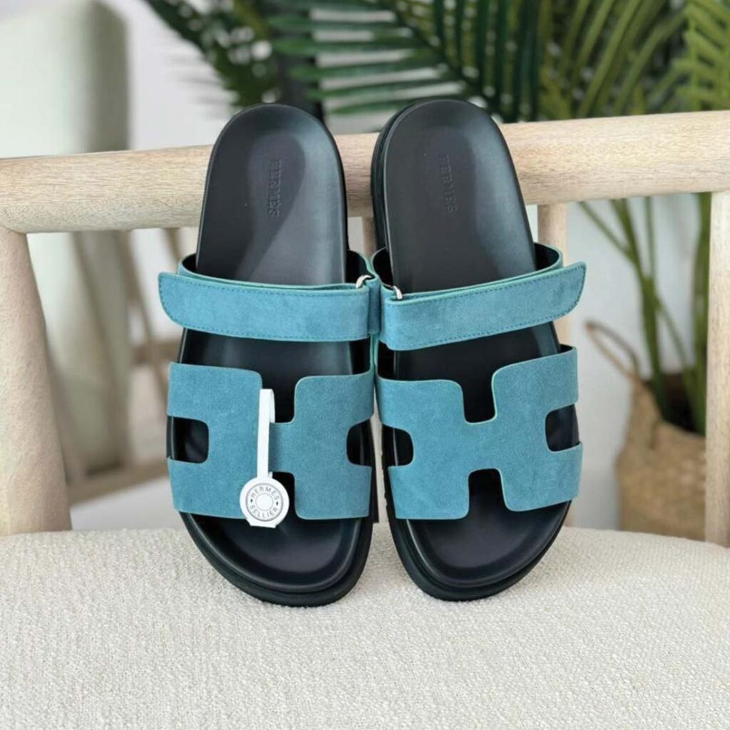 Hermès Chypre Blue Suede Sandals