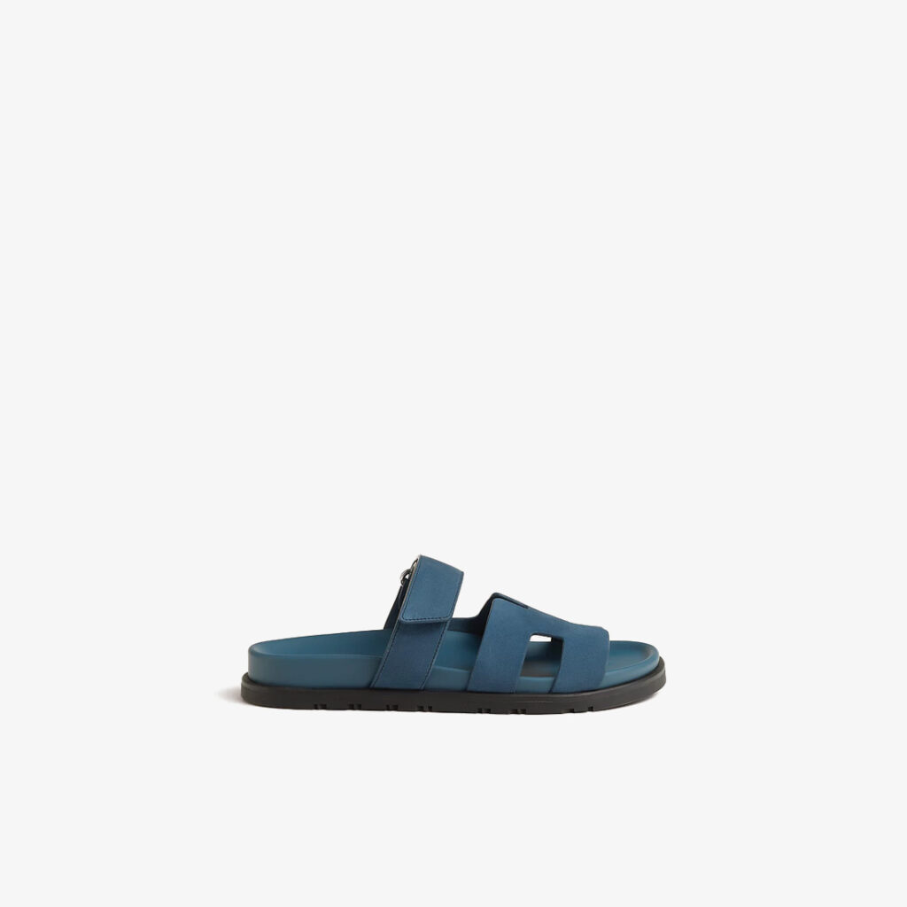 Hermès Chypre Deep Blue Suede Sandals
