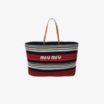 Miu Miu Striped Crochet-Knit Tote Bag