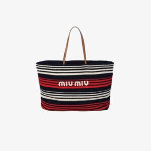 Miu Miu Striped Crochet-Knit Tote Bag