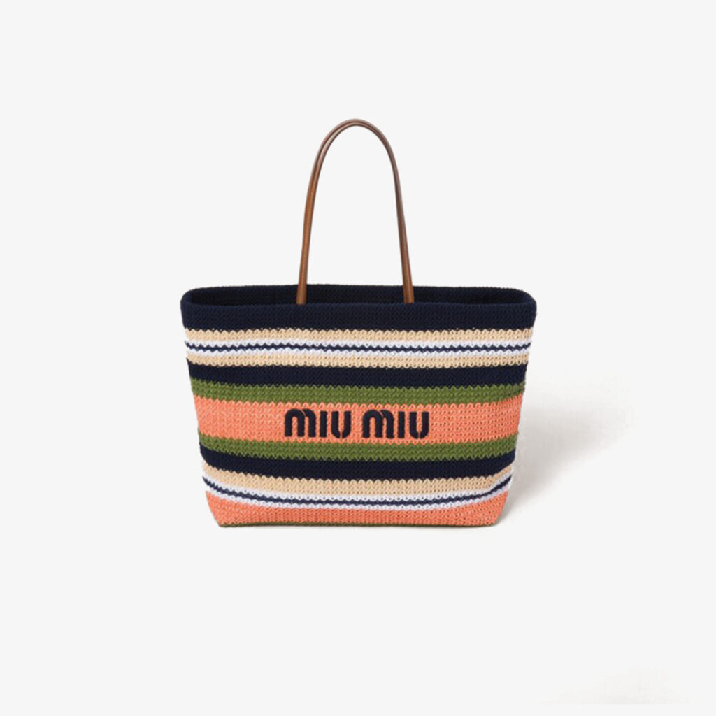 Miu Miu Striped Crochet Tote Bag