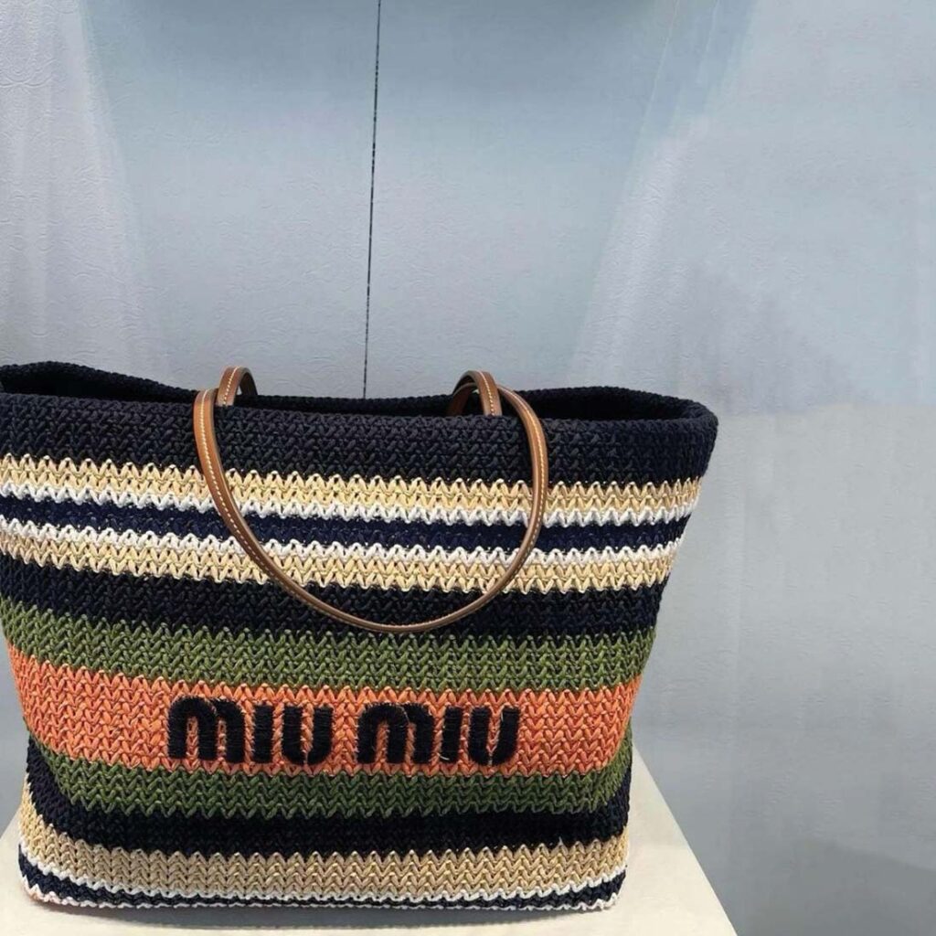 Miu Miu Striped Crochet Tote Bag