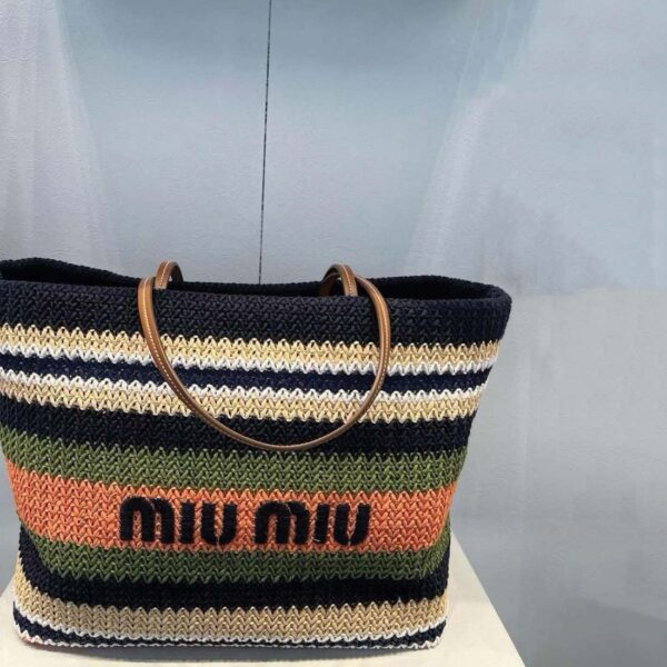 Miu Miu Striped Crochet Tote Bag
