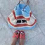 Miu Miu Woven Wicker Tote Bag
