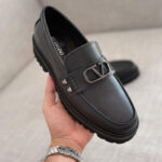 Valentino Garavani Black Stud Sign Loafers