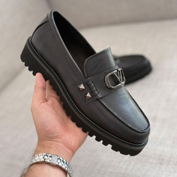 Valentino Garavani Black Stud Sign Loafers