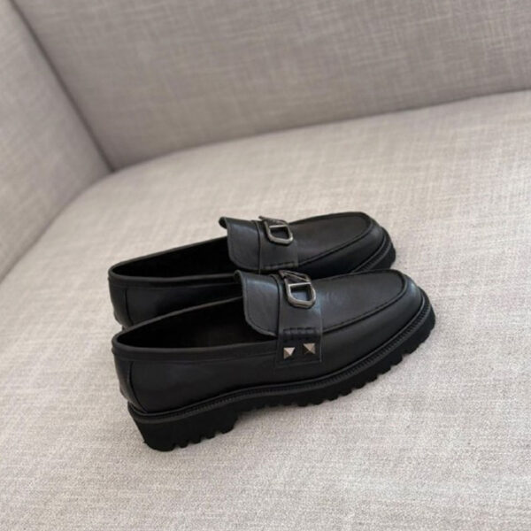 Valentino Garavani Black Stud Sign Loafers