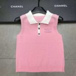 CELINE Sleeveless Knit Polo Top