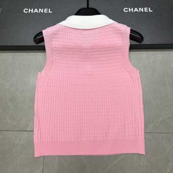 CELINE Sleeveless Knit Polo Top