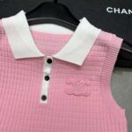 CELINE Sleeveless Knit Polo Top