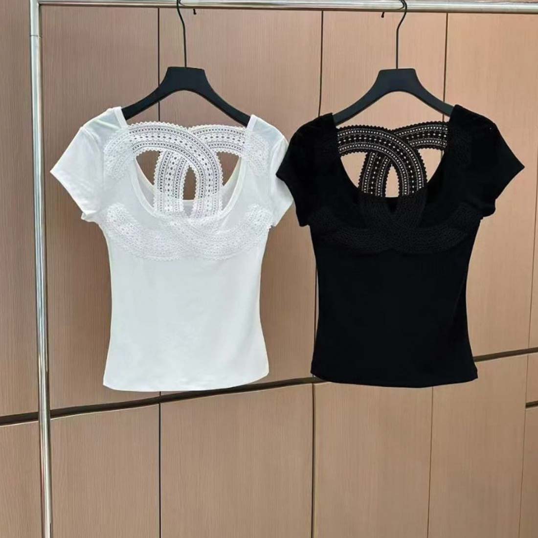 Chanel Lace Detail Scoop Tee