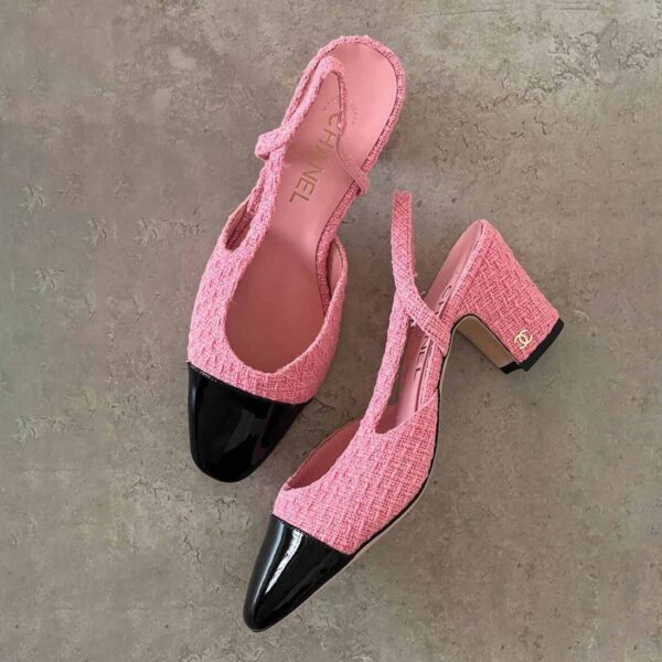 Chanel Slingback Tweed Pumps with Cap Toe