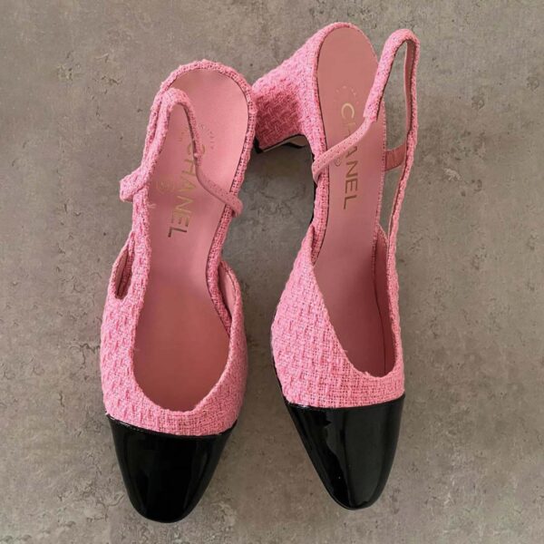 Chanel Slingback Tweed Pumps with Cap Toe