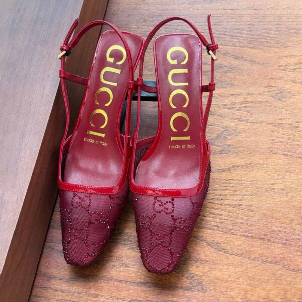 Gucci Demi Crystal Mesh Slingback Pumps