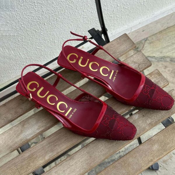 Gucci Demi Crystal Mesh Slingback Pumps