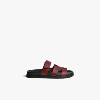 Hermes Chypre Sandal – Burgundy soft leather