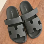 Hermes Chypre Sandal – Burgundy soft leather gray