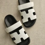 Hermes Chypre Sandal – Burgundy soft leather white