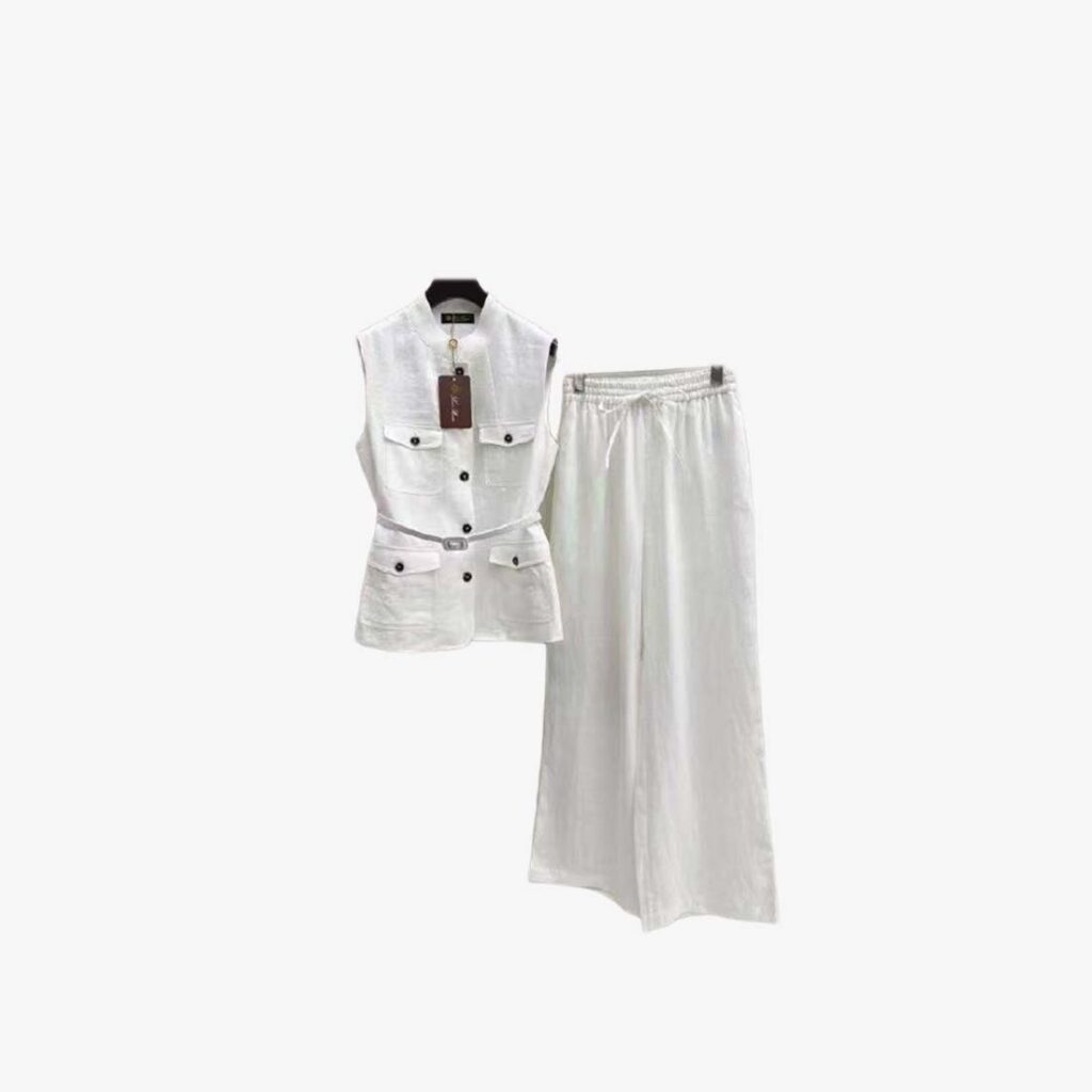 Loro Piana Sleeveless Shirt & Wide-Leg Trousers Set