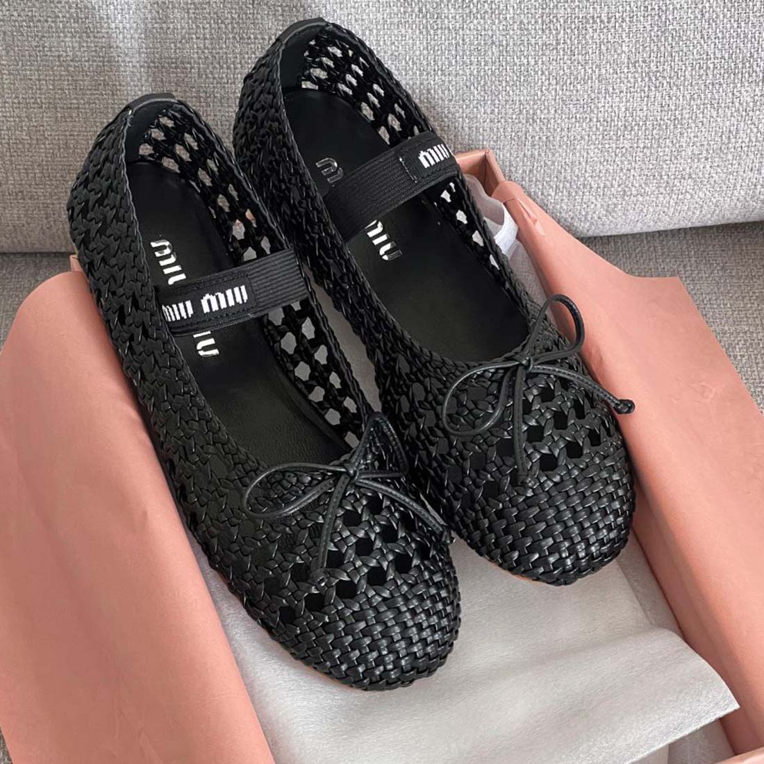 Miu Miu Woven Ballerinas