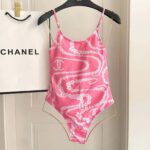 CHANEL Pink Logo Bodysuit Swimwear