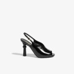 CHANEL Black Slingback Sandals with Geometric Heel