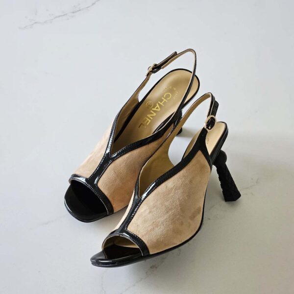 CHANEL Slingback Sandals with Geometric Heel