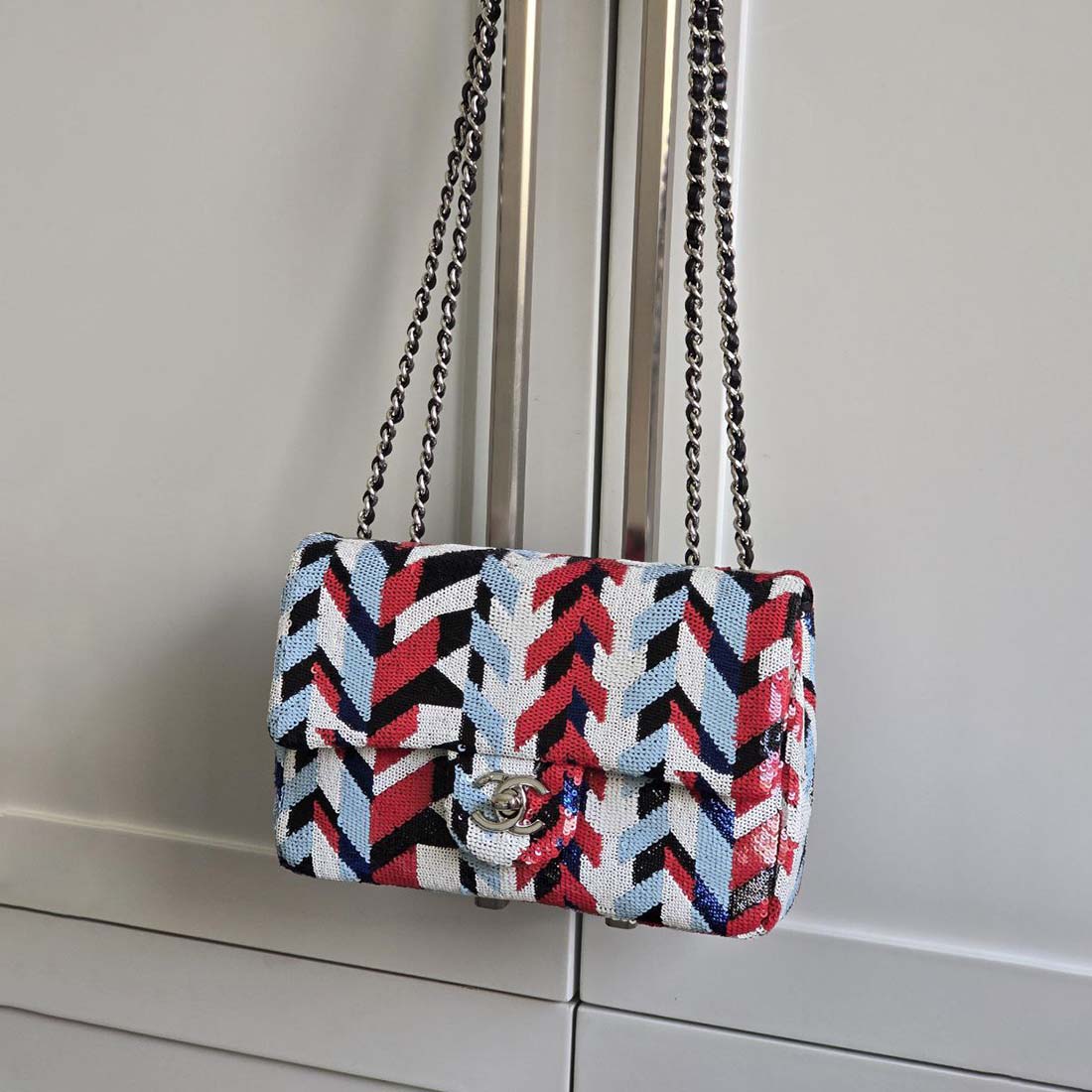 Chanel Chevron Sequin Flap Bag