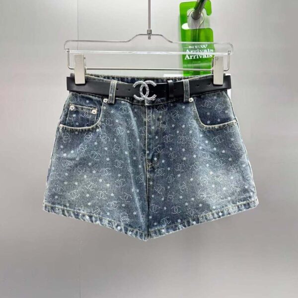 Chanel Logo CC Denim Shorts