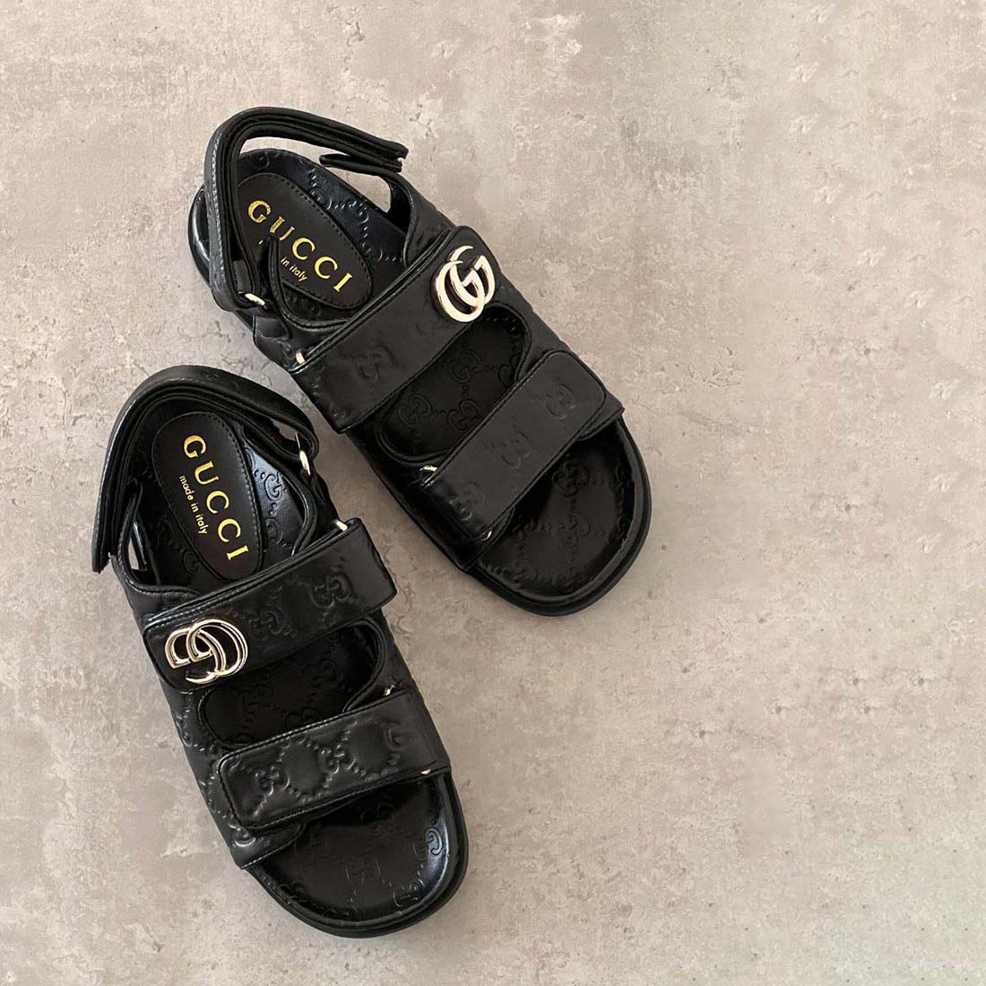 Gucci Double G GG Denim Sandals