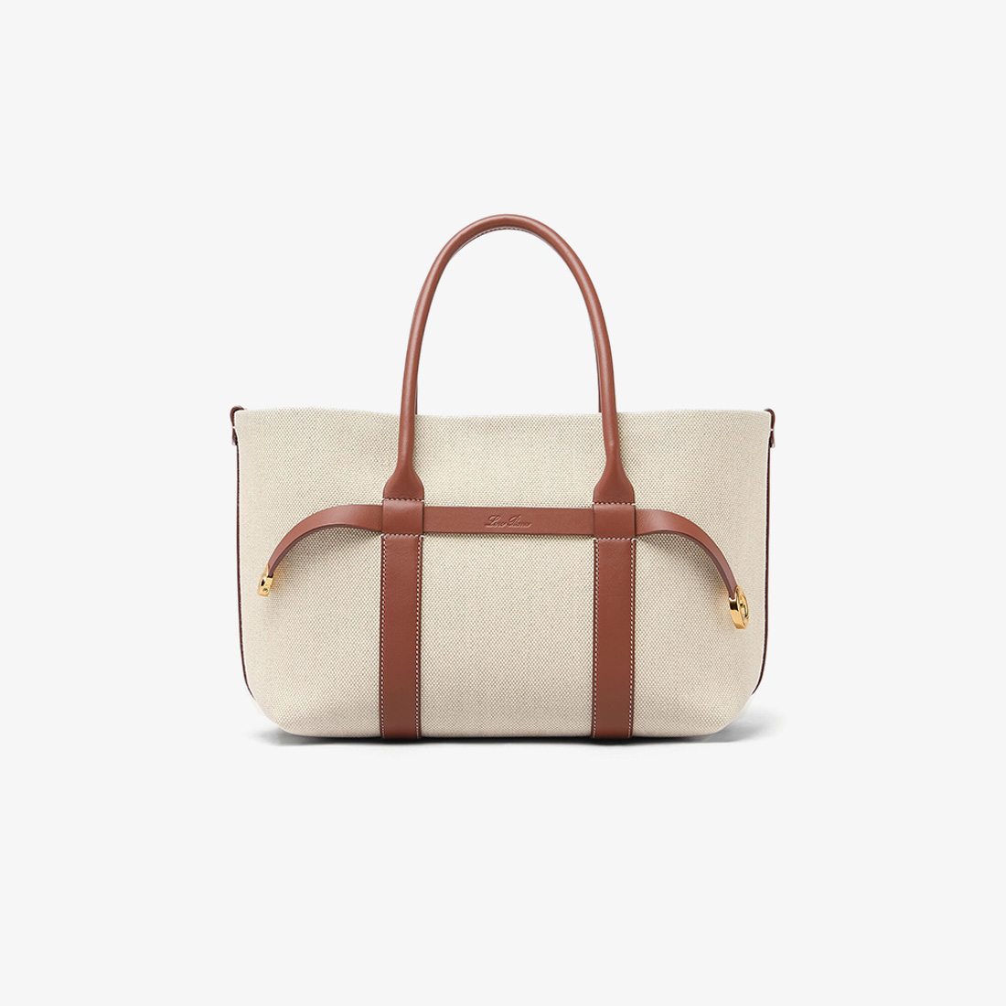Loro Piana Ghiera Large Leather-Trimmed Canvas Tote Bag
