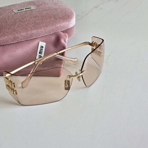 Miu Miu Metal Rimless Wrap Sunglasses