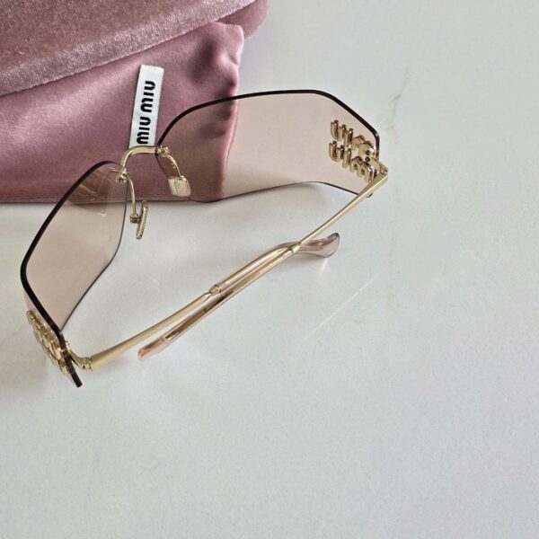 Miu Miu Metal Rimless Wrap Sunglasses