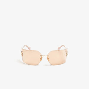 Miu Miu Metal Rimless Wrap Sunglasses